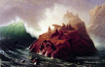 Seal Rock Luminisme Paysage Marin Albert Bierstadt Peinture à l'huile